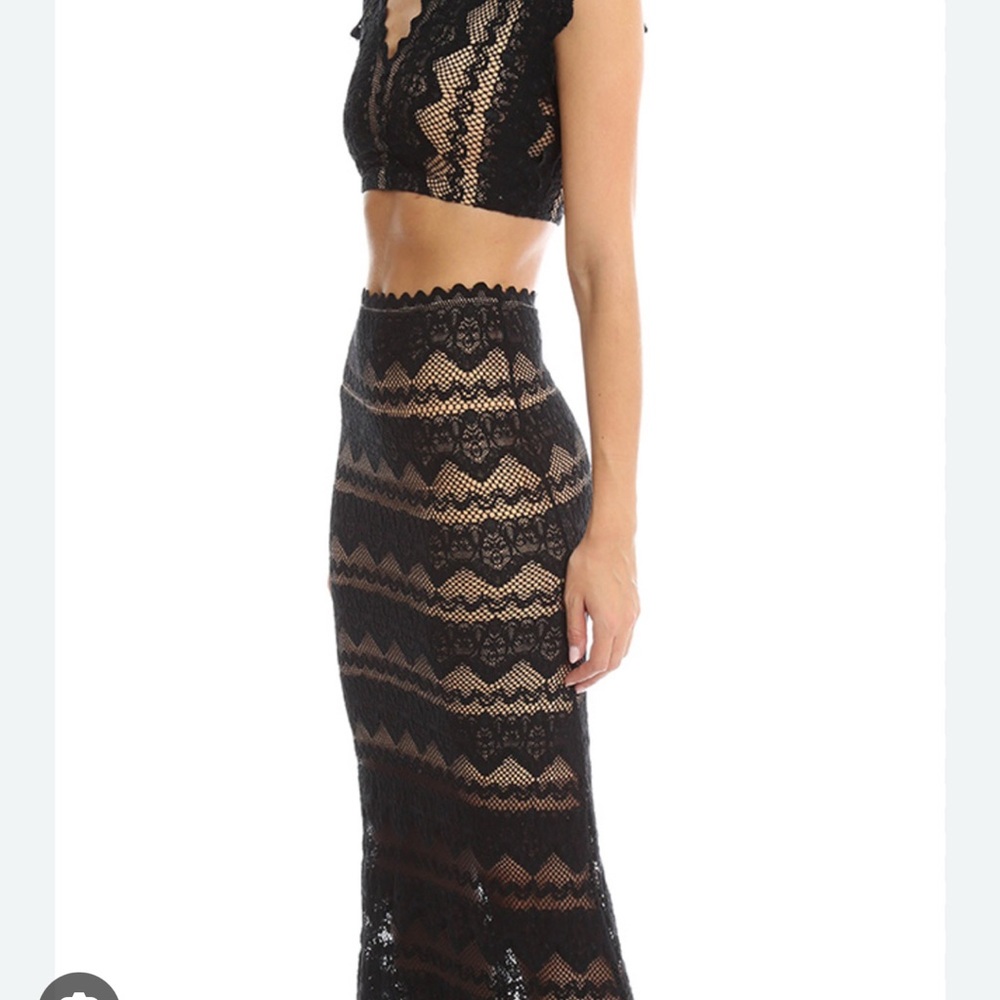 Nightcap Black Maxi Pencil Skirt with Cut Out Design